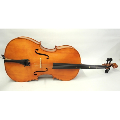 78 - 20th Century half size cello with label to the interior for Samuel Wren, Bloomsbury, 68cm, in a soft... 