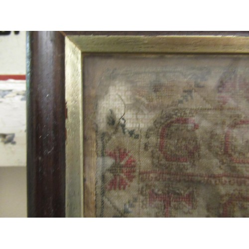 74 - Early 19th Century pictorial sampler worked by Isabel Grub, aged 9, dated 1816, embroidered with var... 