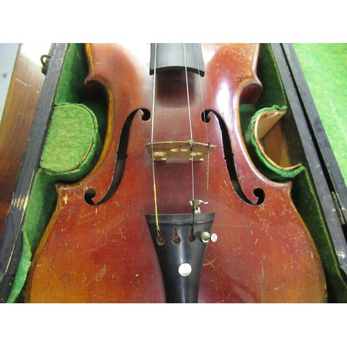 216 - Violin labelled Regit Rubus, St. Petersburg, the 35.5cm back and top with unusual rolled edges, in a... 