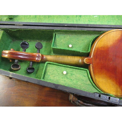 216 - Violin labelled Regit Rubus, St. Petersburg, the 35.5cm back and top with unusual rolled edges, in a... 