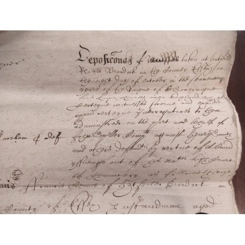 219 - 17th Century twenty five page hand written document signed Barrington, King and Dunne, dated October... 