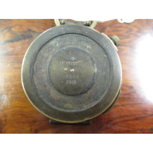 247 - Sampson Mordan & Co. World War I brass field compass, No. 4304, 1918