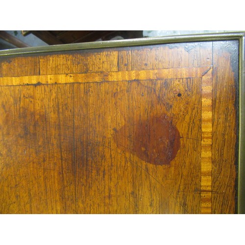 1624 - Pair of Regency rosewood and cut brass inlaid two door side cabinets, each with a brassbound and cro... 