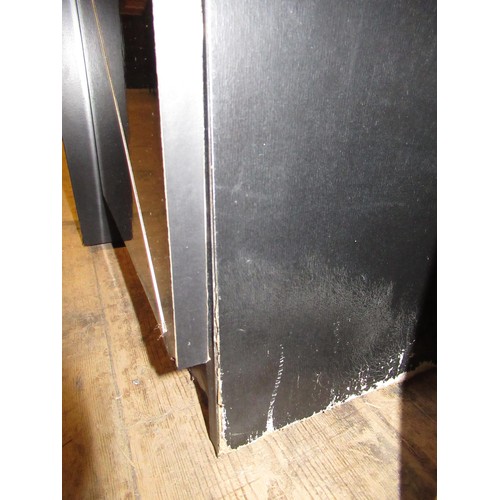 1970's Italian black lacquer and brass sideboard with foldout table top ...