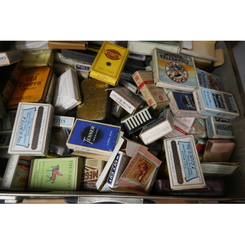 262 - Collection of various pre-war tins and packets, largely tobacco related, in a BEA approved underseat... 