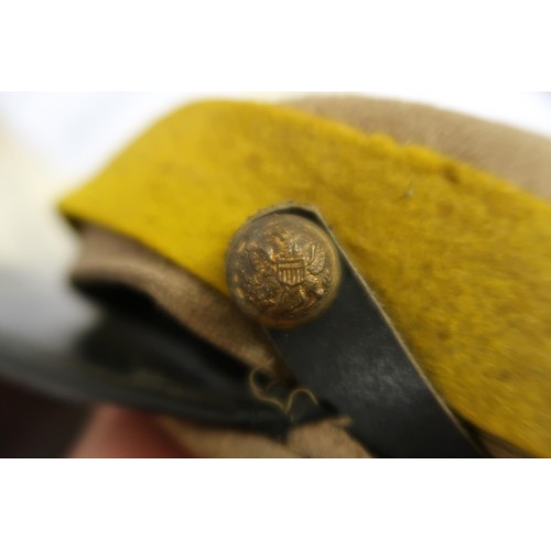 265 - American military kepi hat with brass eagle buttons