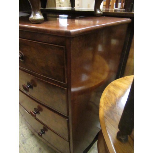 1631 - 19th Century mahogany bow front chest of two short and three long drawers with knob handles and spla... 