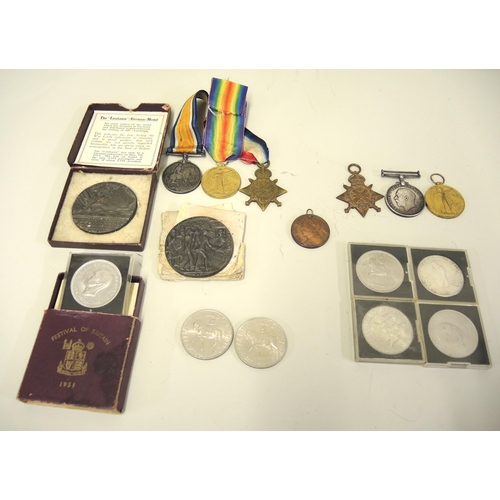 101 - World War I three medal group to M2-099659 Private E.L. Elkington ASC, together with another to SS-1... 