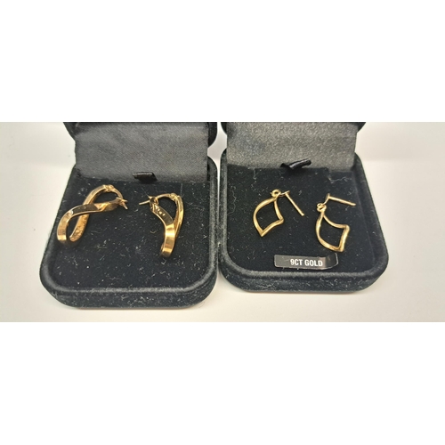 1026 - Three pairs of 9ct gold drop earrings, 4.7g