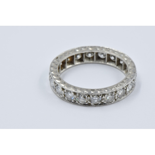 1033 - Platinum diamond set full eternity ring, size L, 4.8g