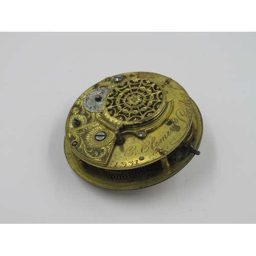 1040 - 19th Century silver plate cased pocket watch, the enamel dial with Roman numerals (lacking hand), by... 