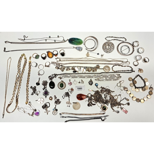 1088 - Quantity of mainly silver costume jewellery, 714g