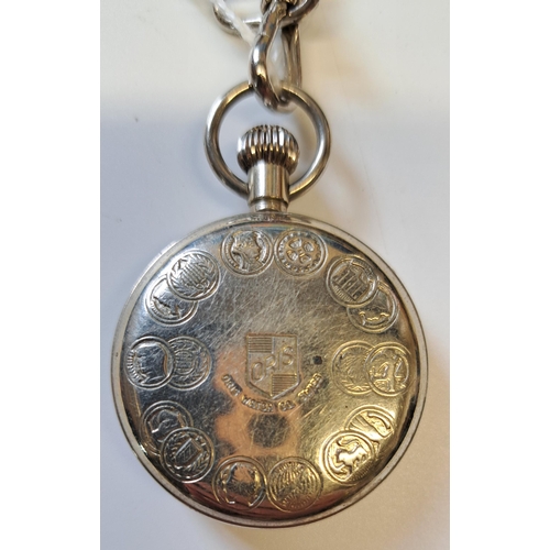 1090 - Oris silver plated fob watch on a silver plated Albert chain