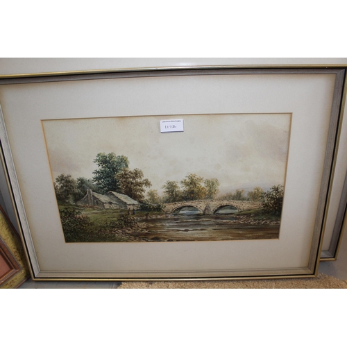 1172 - 19th Century English school, watercolour, figures in a landscape before ruins, unsigned, 27 x 49cm, ... 