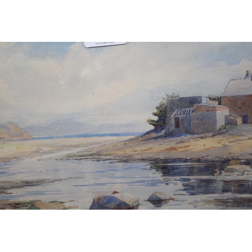 1187 - Watercolour, estuary scene at low tide, unsigned, 21.5 x 29cm, gilt framed, watercolour, coastal sce... 