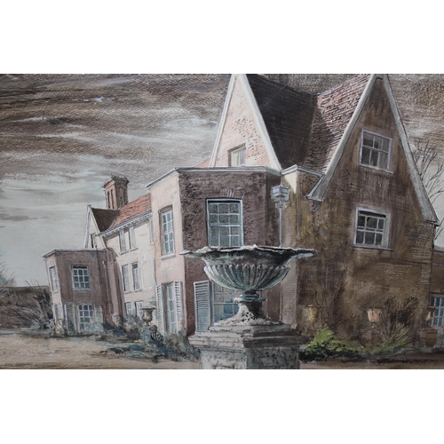 1205 - Cavendish Morton watercolour, study of Doreen Wallace house, Wortham Manor, Diss, Norfolk, signed, f... 