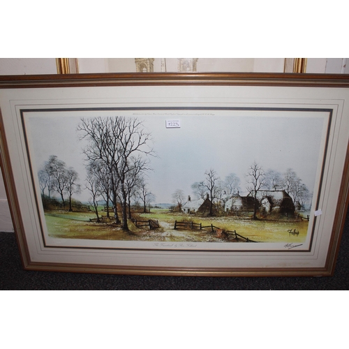 1223 - Jorge Aguilar-Agon, signed colour print, Continental market scene, 40 x 81cm, gilt framed together w... 