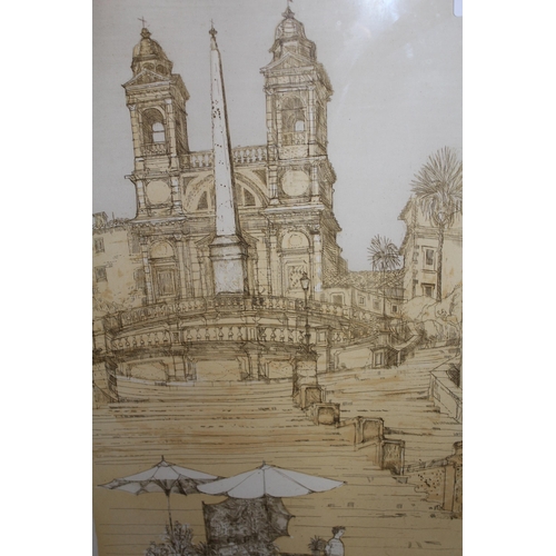 1224 - Richard Beer, signed Limited Edition etching, ' Spanish Steps ' No. 78 of 150, 59 x 38cm