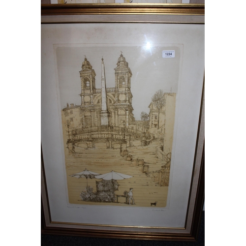 1224 - Richard Beer, signed Limited Edition etching, ' Spanish Steps ' No. 78 of 150, 59 x 38cm