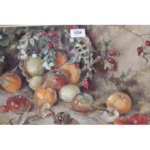 1234 - Dorothy Parsons, pastel drawing, still life of fruit, signed, 35 x 48cm, framed