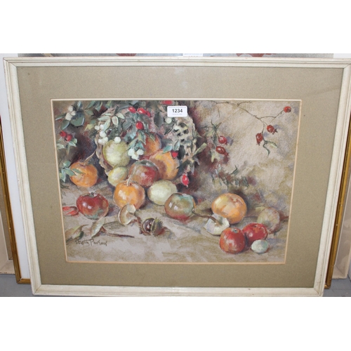 1234 - Dorothy Parsons, pastel drawing, still life of fruit, signed, 35 x 48cm, framed