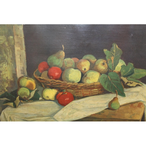 1236 - Mid 20th Century Continental school oil on canvas, still life of fruit, unsigned, 48 x 71cm, framed