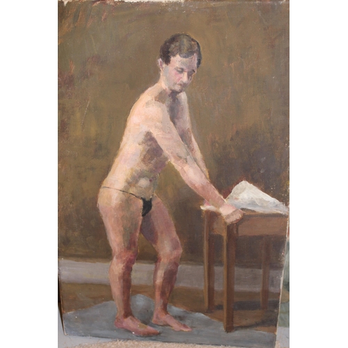 1250 - Patricia Tucker, oil on board, study of figures sunbathing, 58 x 78cm, Royal Academy Summer Exhibiti... 