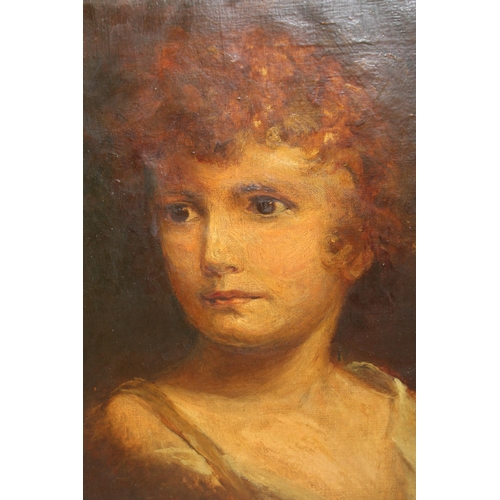 1253 - Late 19th / early 20th Century English school, oil on canvas, head and shoulder portrait of a girl, ... 