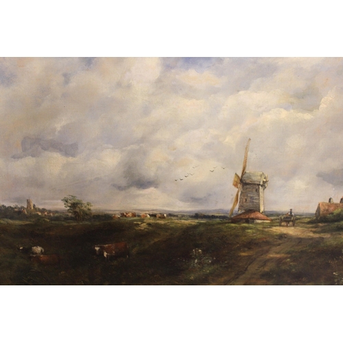 1264 - 19th Century English school oil on canvas ' The Mill on the Common ', signed G. Watts, (a plaque to ... 