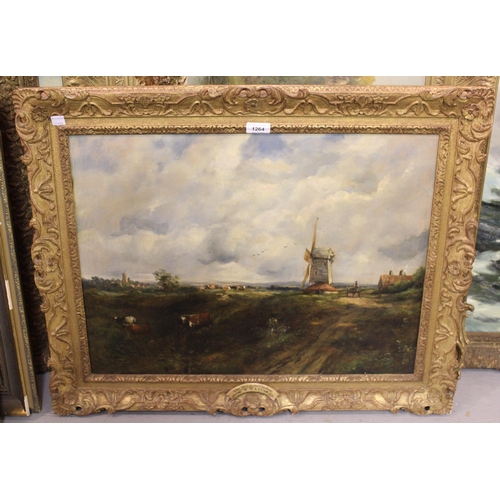 1264 - 19th Century English school oil on canvas ' The Mill on the Common ', signed G. Watts, (a plaque to ... 