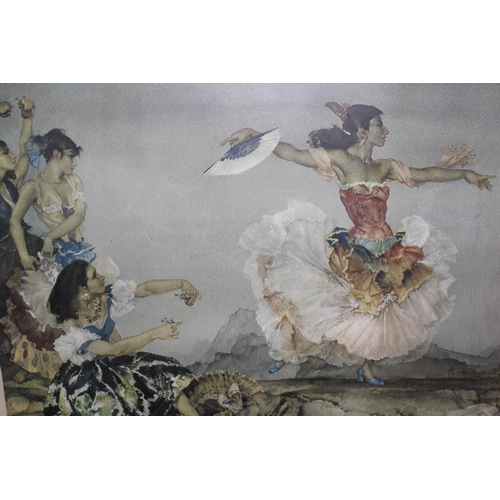 1266 - Sir William Russell Flint, signed colour print, Spanish dancer with a fan, 48 x 63cm, framed