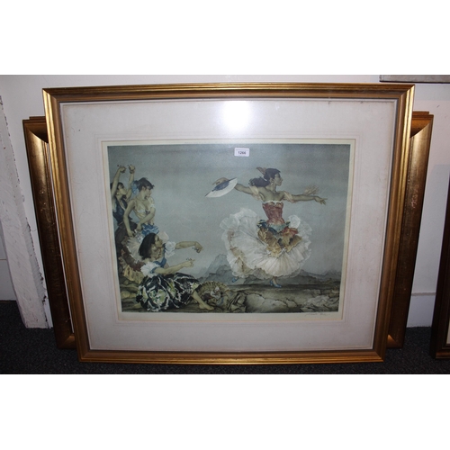 1266 - Sir William Russell Flint, signed colour print, Spanish dancer with a fan, 48 x 63cm, framed