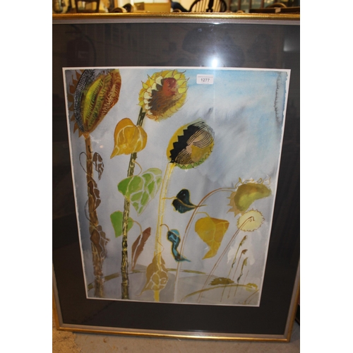 1277 - Michael Chase, watercolour ' Sunflower Parade - Mid France ', 65 x 50.5cm, framed