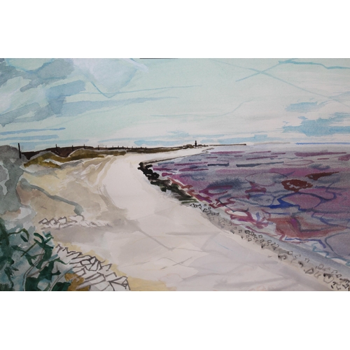 1278 - Michael Chase, ' Spurn Head ', 37 x 37cm, framed, various gallery and exhibition labels verso