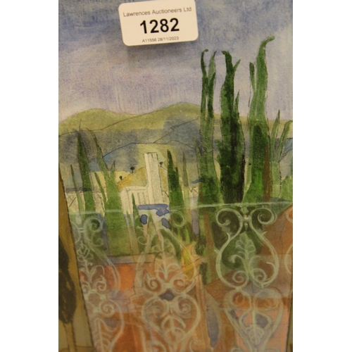 1282 - Michael Chase, watercolour ' Spoleto Noon ', signed and dated 1984, 24 x 17.5cm, framed