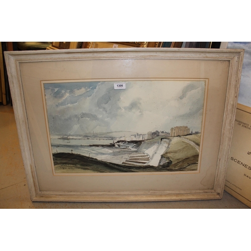 1300 - Leslie Moore, watercolour, distant view of Brighton Pier, signed, 83 x 54cm, exhibition label verso,... 