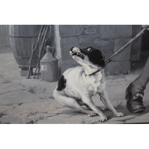 Louis Fairfax Muckley signed gouache painting, study of a dog, inscribed ' Give a Dog a Bad Name ', 16 x 26cm