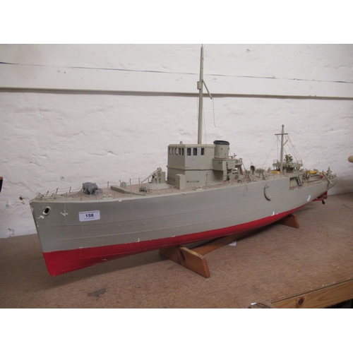 158 - Late 20th Century scratch built model remote controlled merchant ship (lacking control, at fault), 1... 