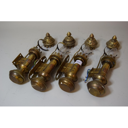 Set of four brass GWR wall lights (lacking glass)