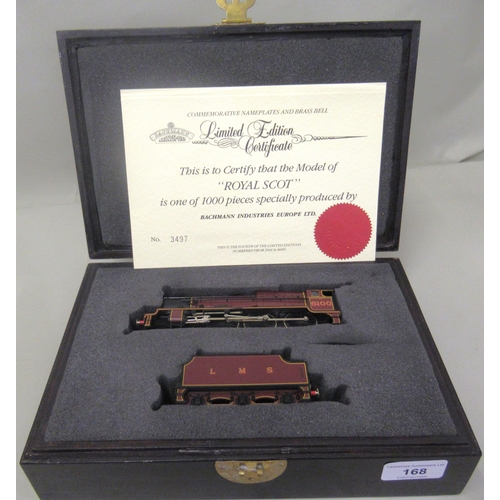 168 - Bachmann Limited Edition Branchline model engine and tender of ' Royal Scot ', in burgundy livery wi... 