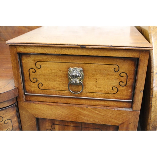 1944 - George IV mahogany and black line inlaid twin pedestal sideboard, the centre section with two drawer... 