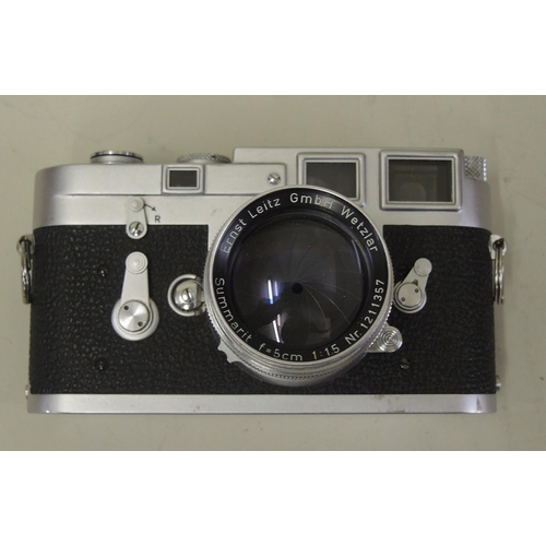 202 - Leica M3 - 972596 camera with original lens, leather case with strap and instruction manual