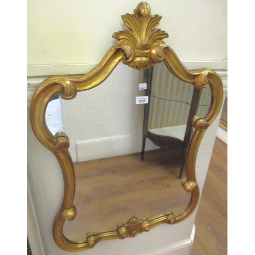 2049 - Good quality reproduction carved giltwood cartouche wall mirror, 88 x 60cm approximately