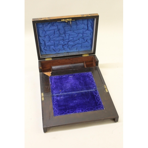 2057 - 19th Century walnut parquetry inlaid fold-over writing slope