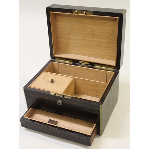 2063 - 19th Century coromandel brass mounted jewellery casket with concealed drawer