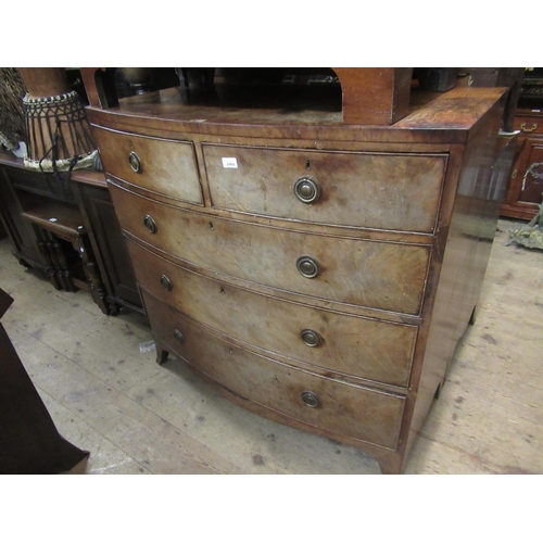 2069 - 19th Century bow fronted chest with two short and three long drawers, on splayed feet, 104cm high x ... 