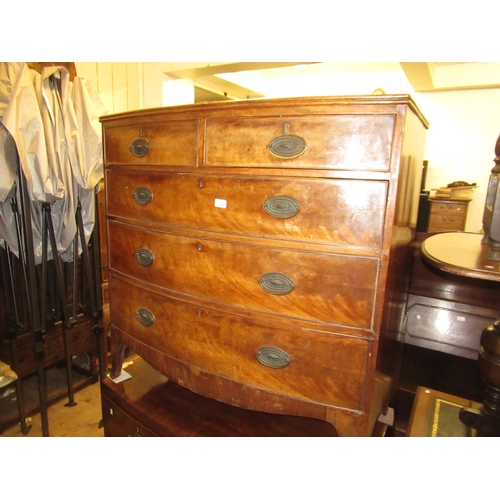 2070 - 19th Century mahogany bow fronted chest with two short over three long drawers, 104cm high x 104cm w... 