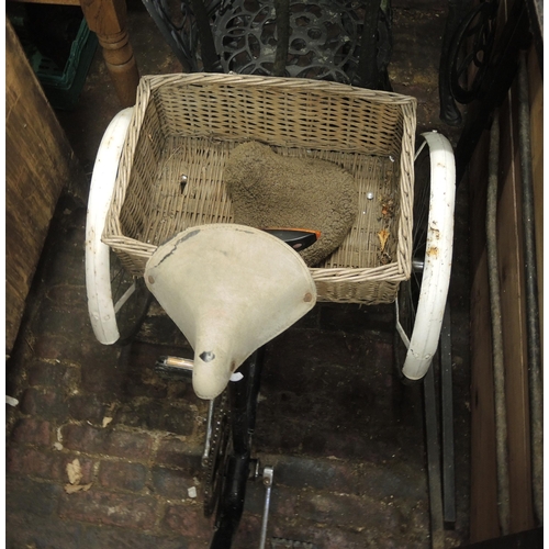 252 - 20th Century Pashley tricycle with woven basket in black (at fault)