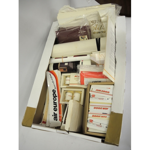 262 - Box containing a quantity of various aviation related ephemera including baggage labels for Air 2000... 