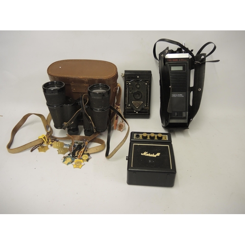 283 - Cased pair of binoculars, folding camera and a quantity of other miscellaneous items